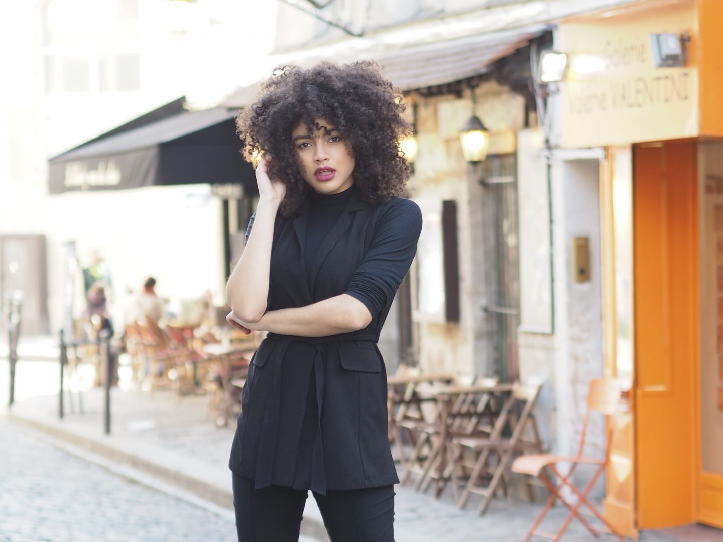 Black Skinny Trousers & Heeled Boots