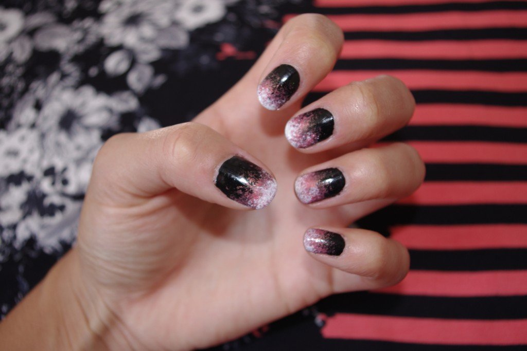 Samio Olowu O.P.I Nail art varnish black white and orange ombre