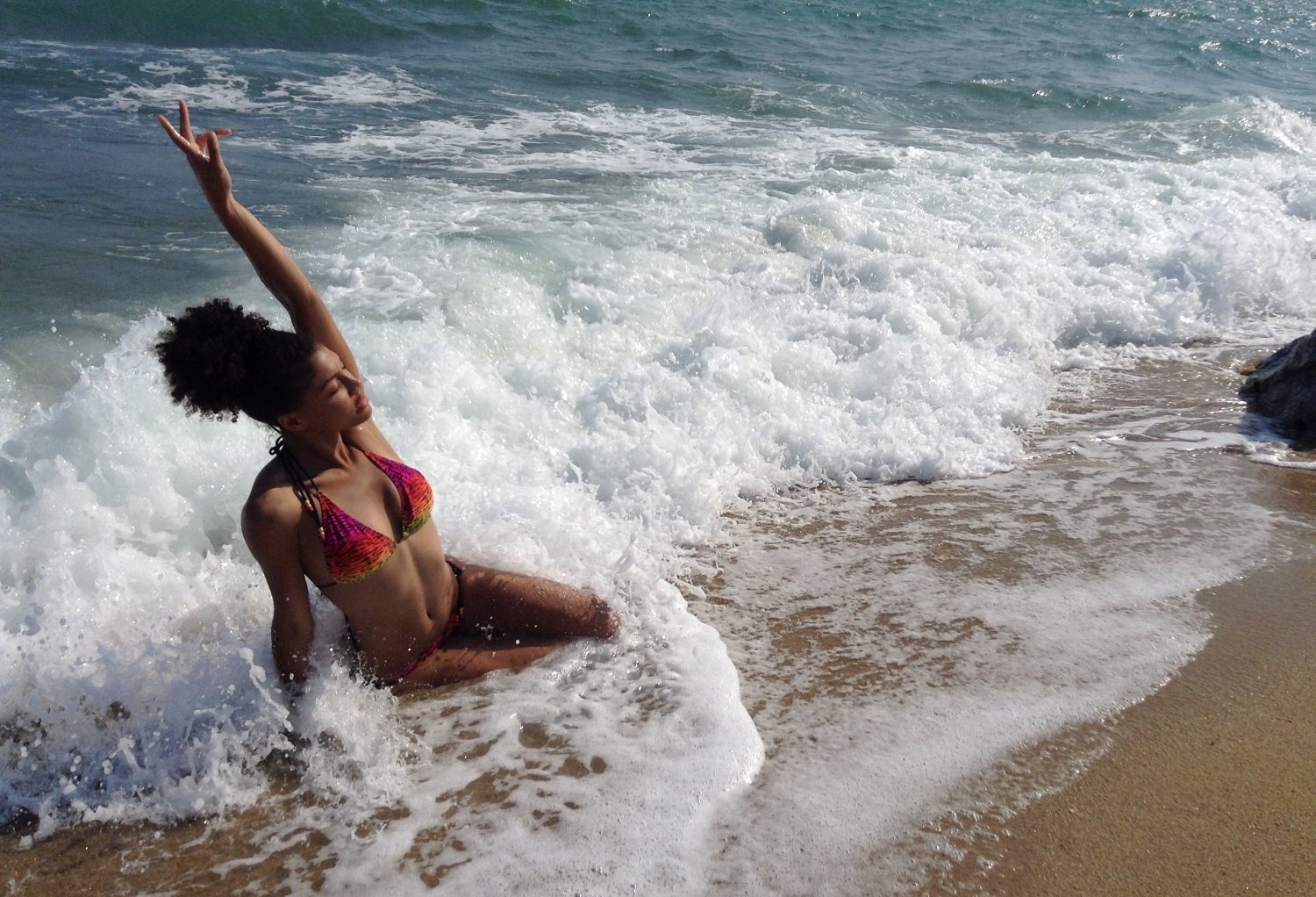 Samio in the sea at Premià de Mar Beach