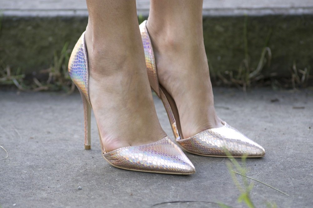 Primark metallic holographic heels