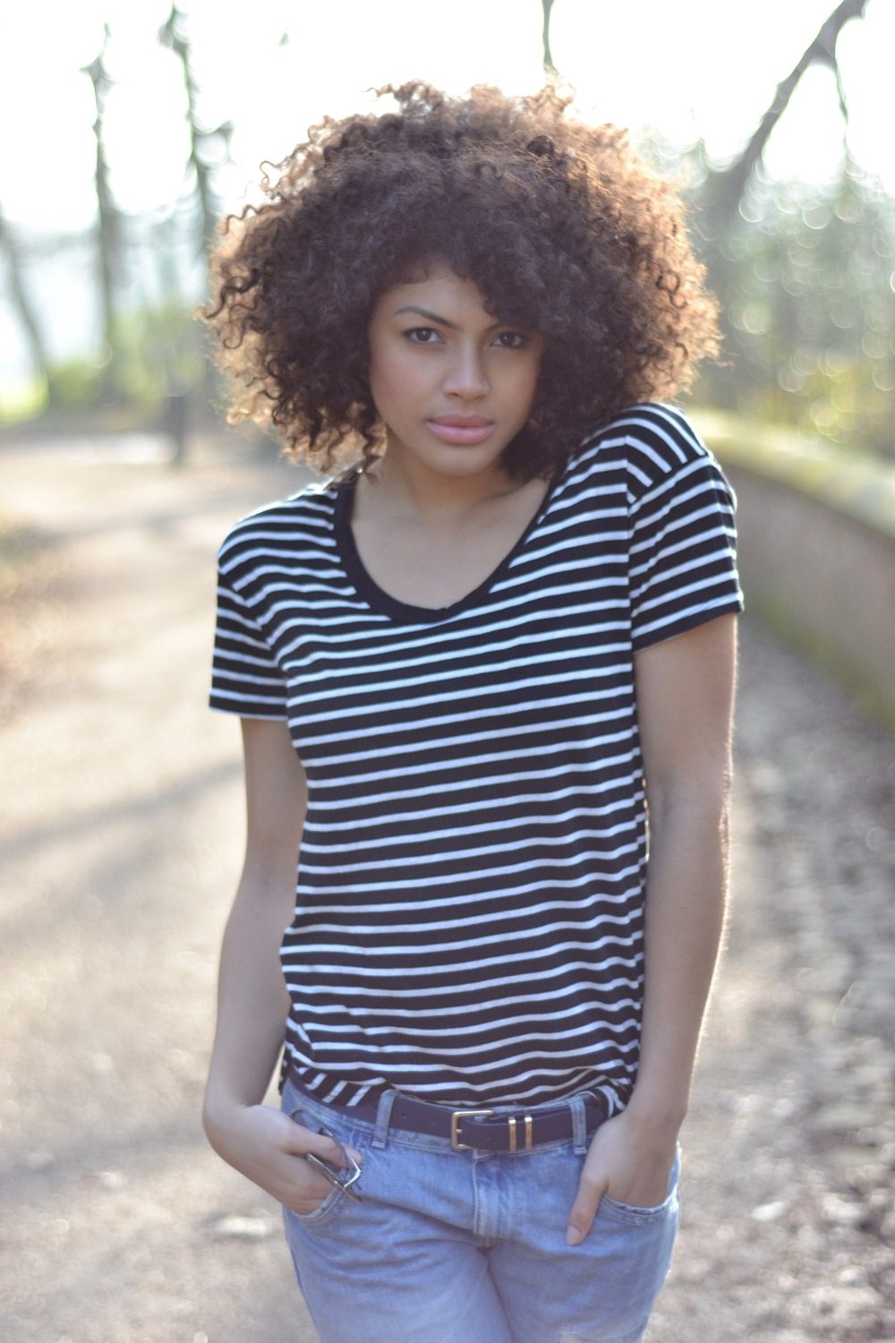 Striped boyfriend jeans sale