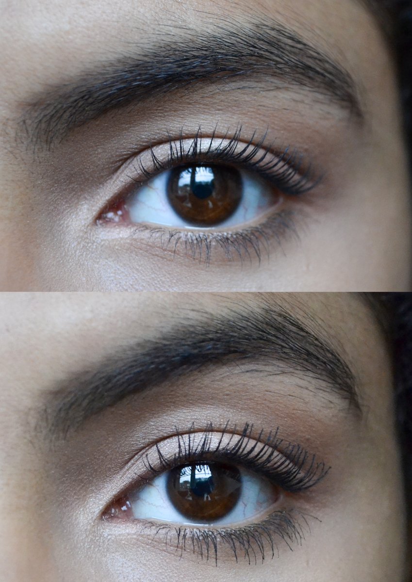 Estée Lauder Little Black Primer alone and with mascara over the top