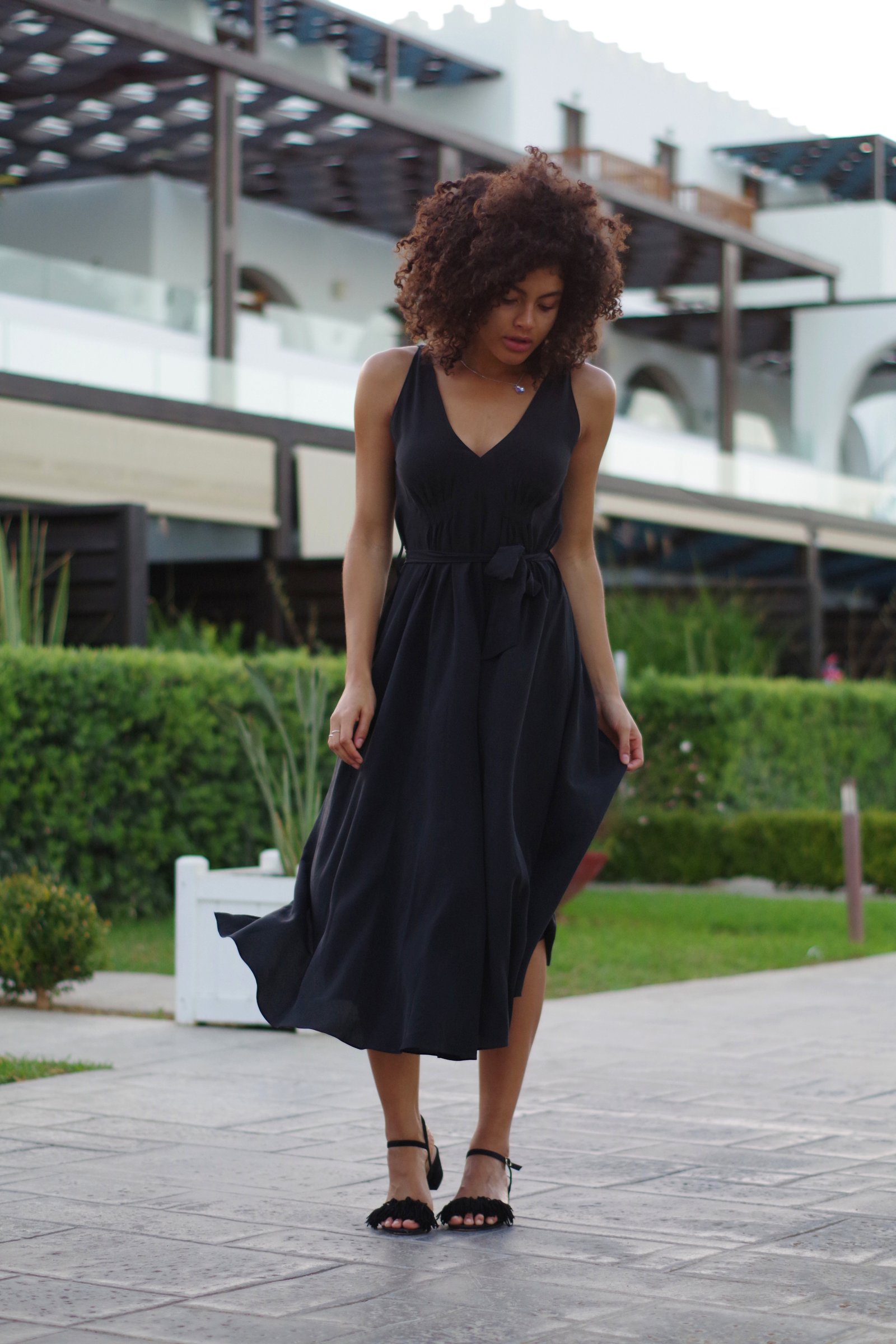 samio black silk dress