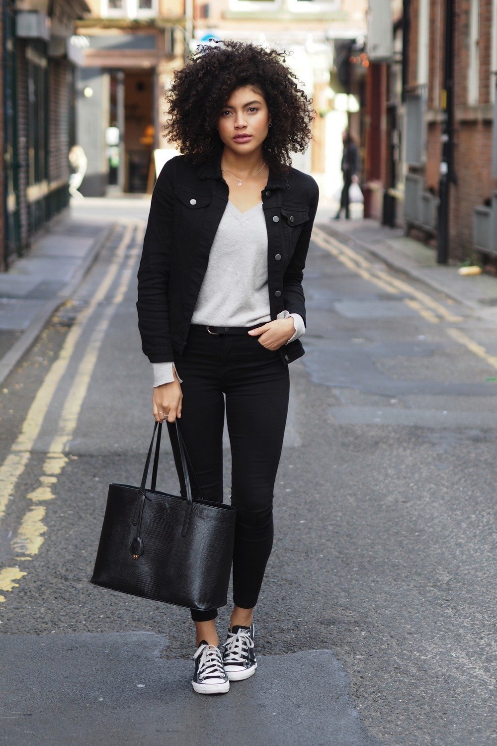 black denim everyday casual outfit