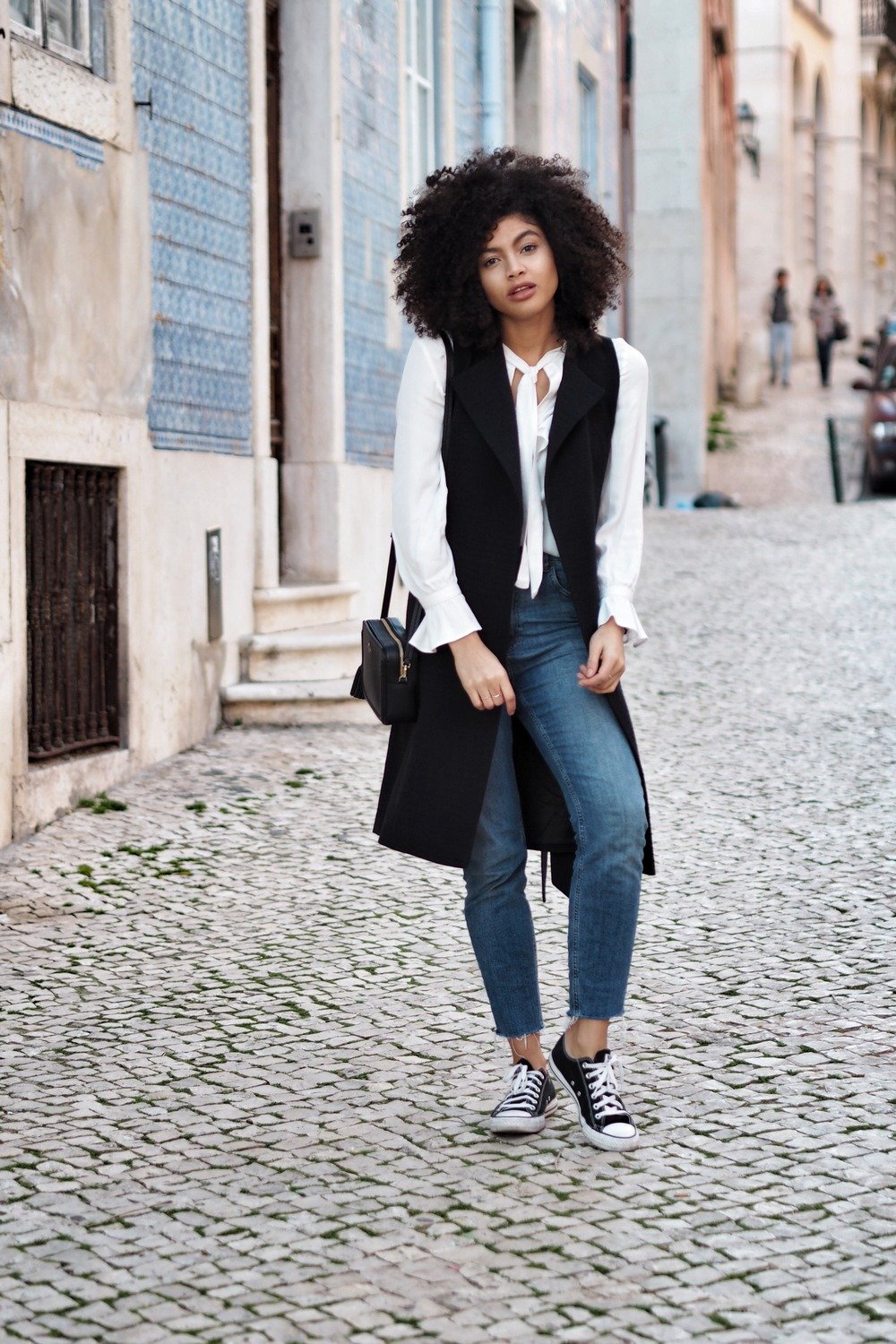 Denim and Navy outfit in Lisbon