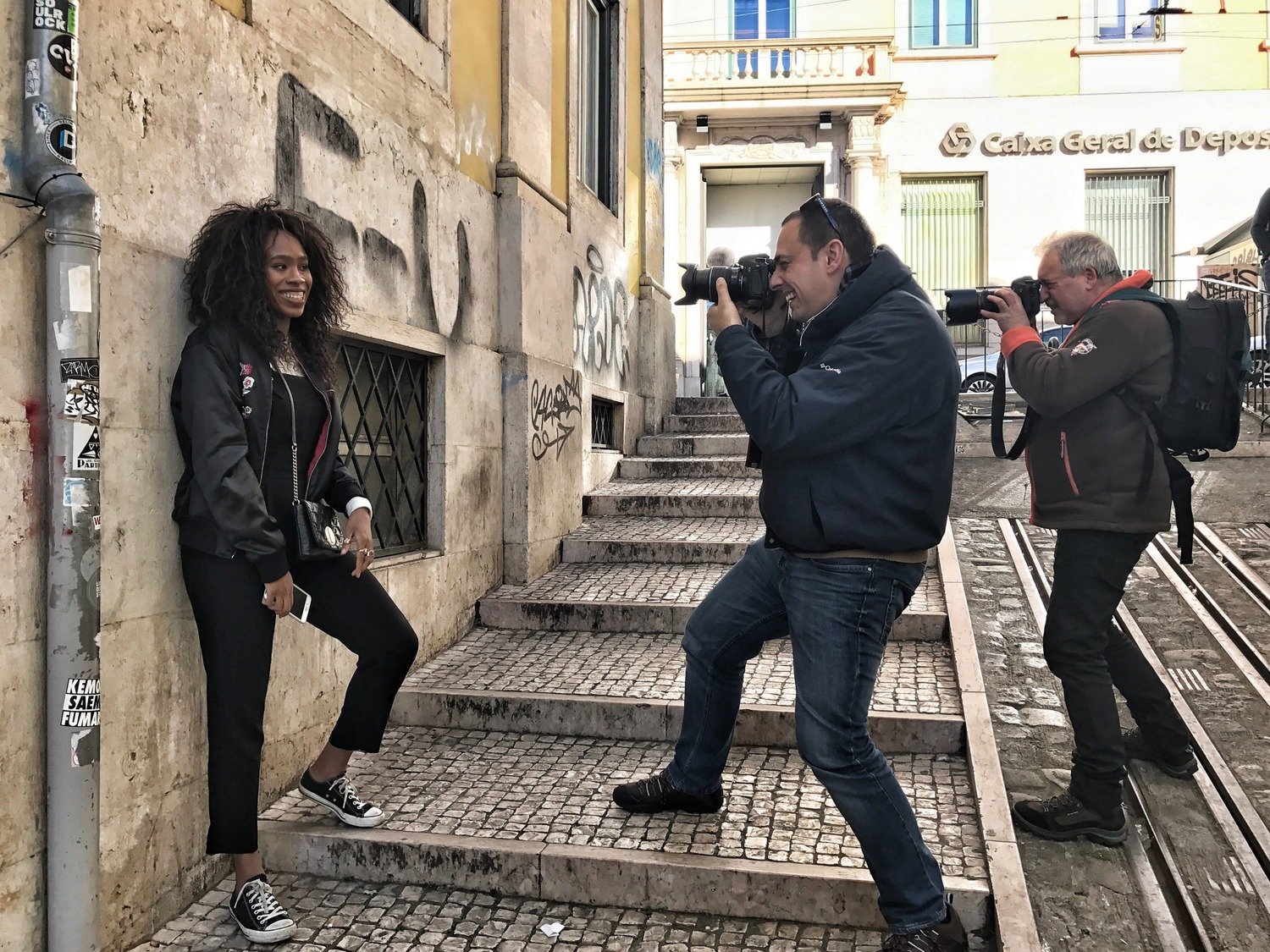 LOréal being photographed in Lisbon