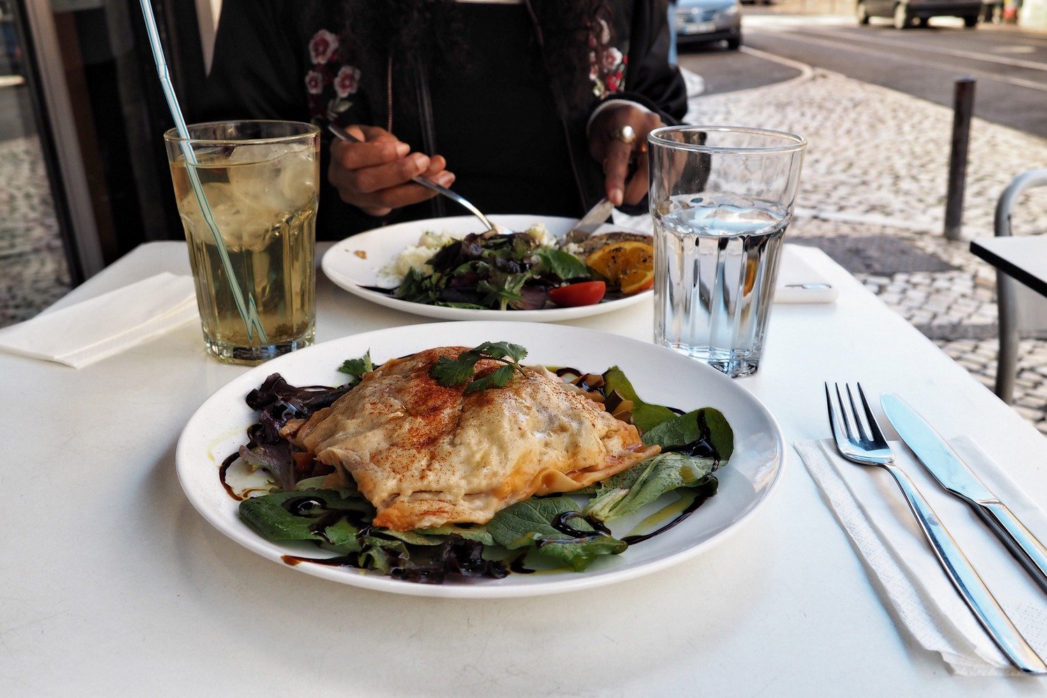 Vegetarian lasagne at Flower Power Lisbon Portugal