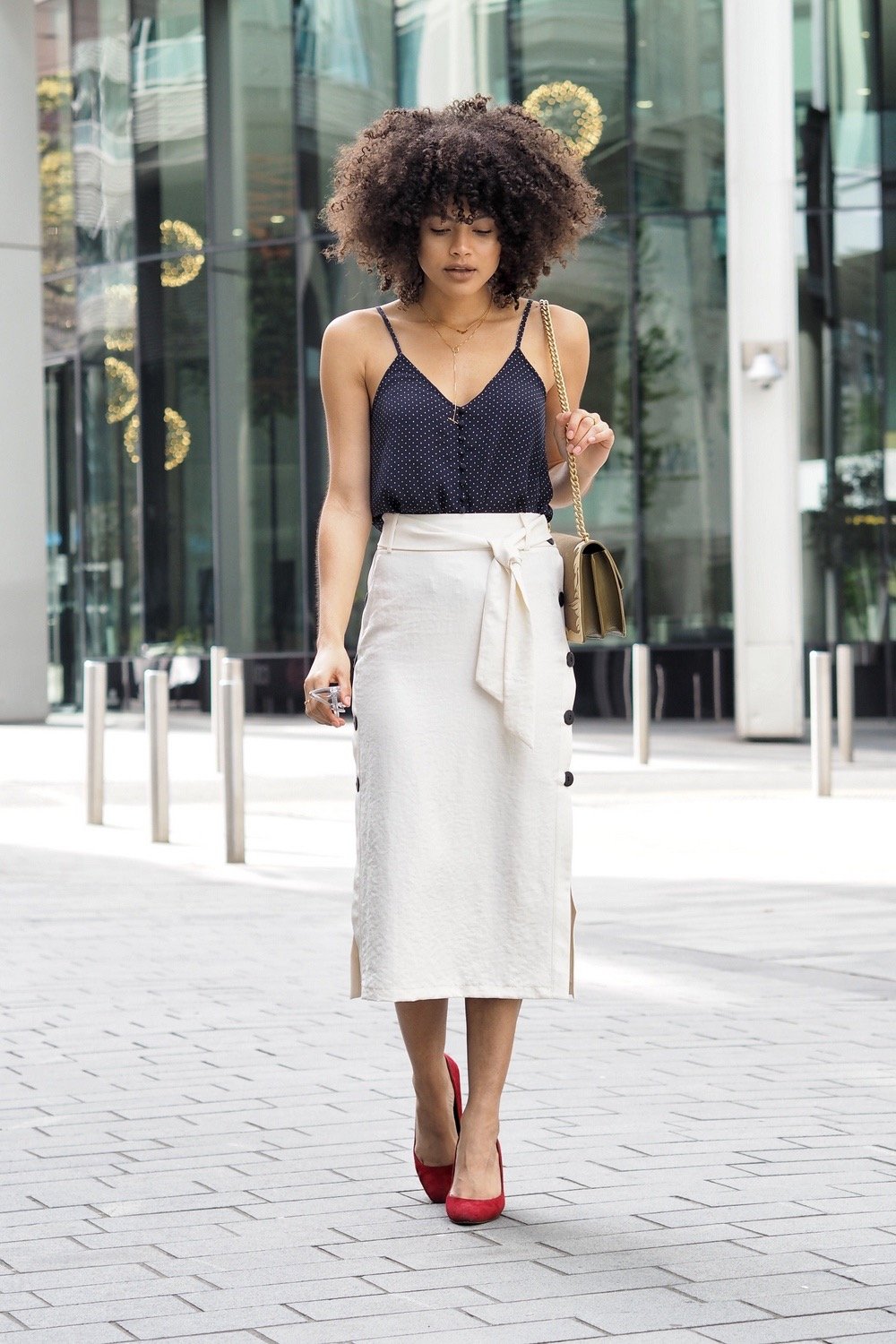 Topshop Button Side Tie Midi Skirt