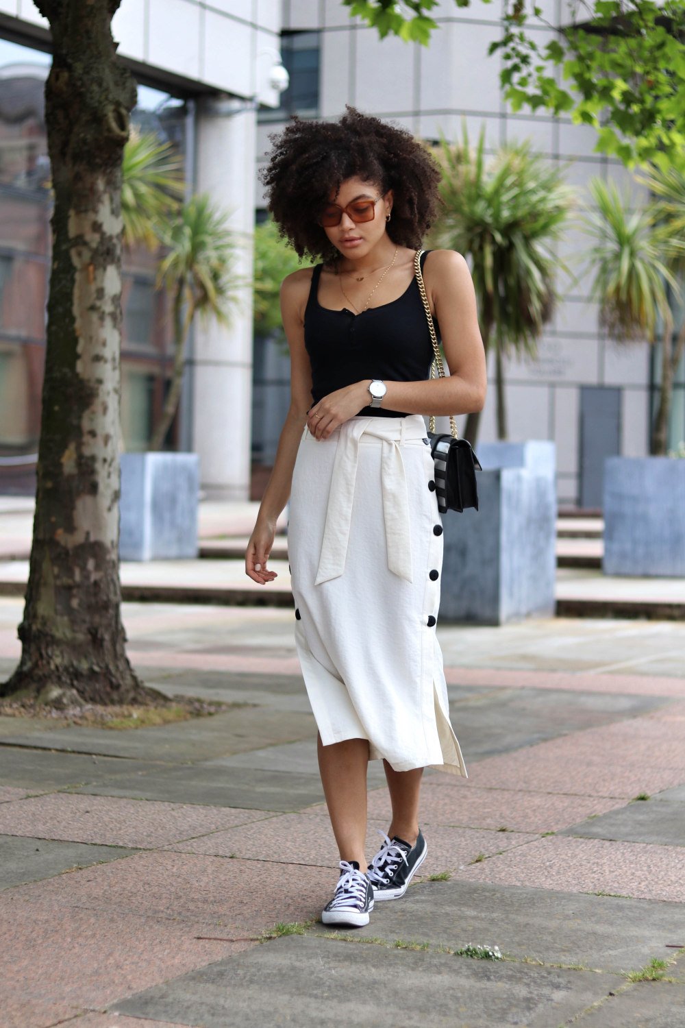 topshop button side tie midi skirt