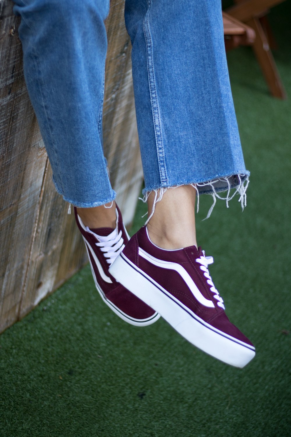 Vans Old Skool Platform Trainers In Burgundy