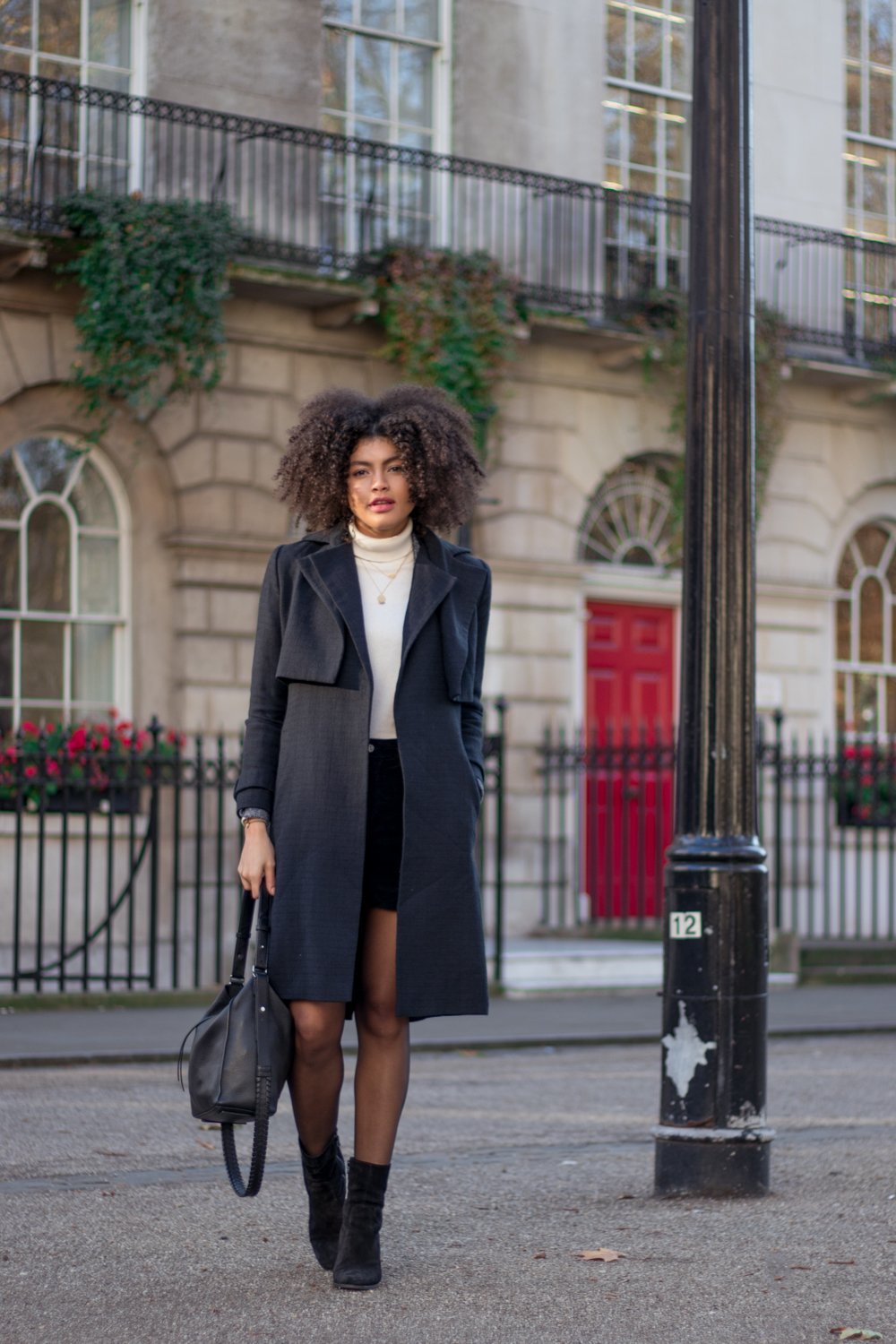 Navy Blue Wool Trench Coat