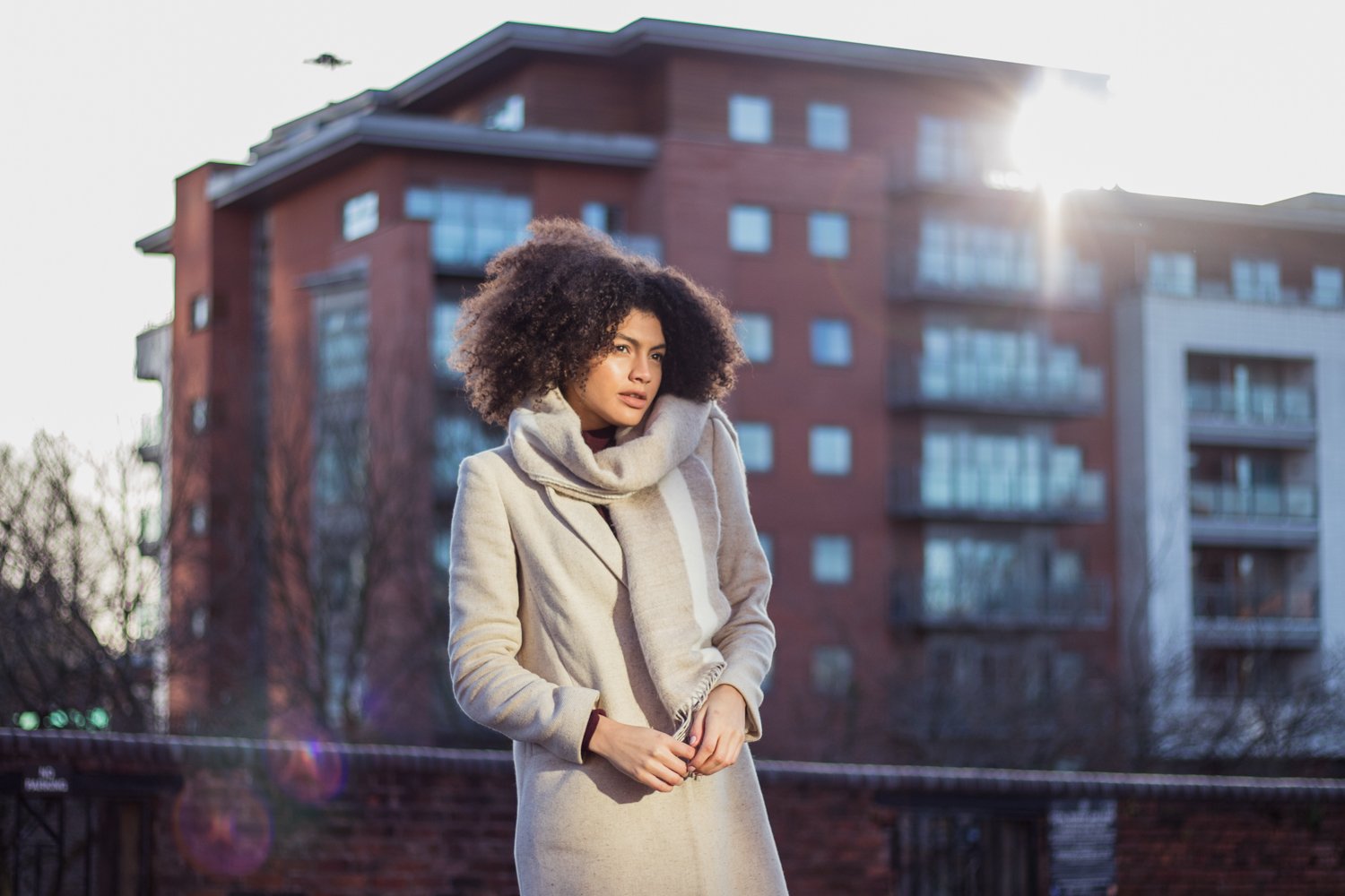 Asos slim wool coat and mint velvet scarf