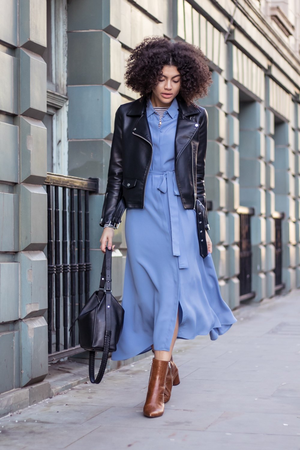 Finery Wandon Maxi Wrap Shirt Dress Cornflower Blue