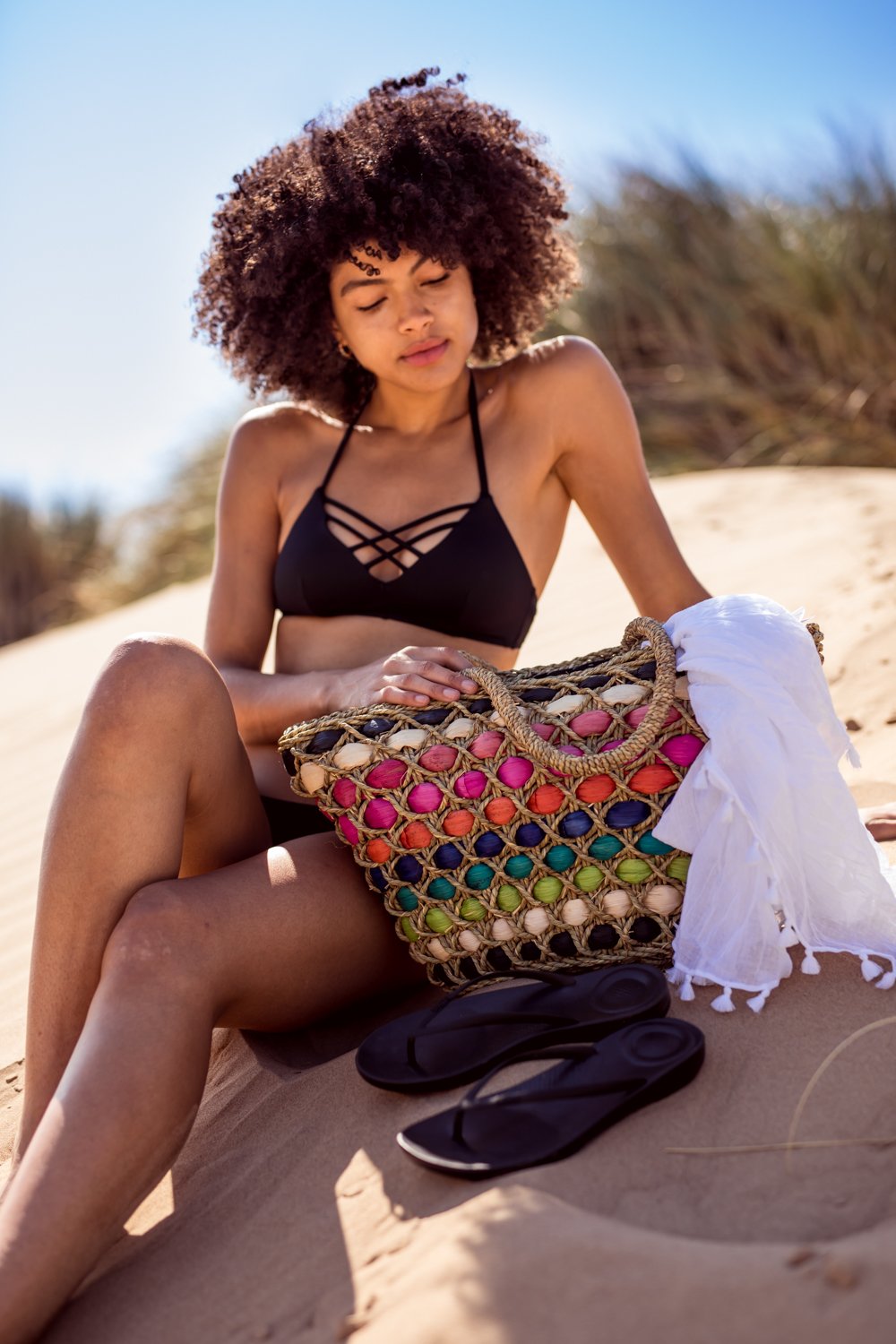 Therapy Rainbow Straw Bag