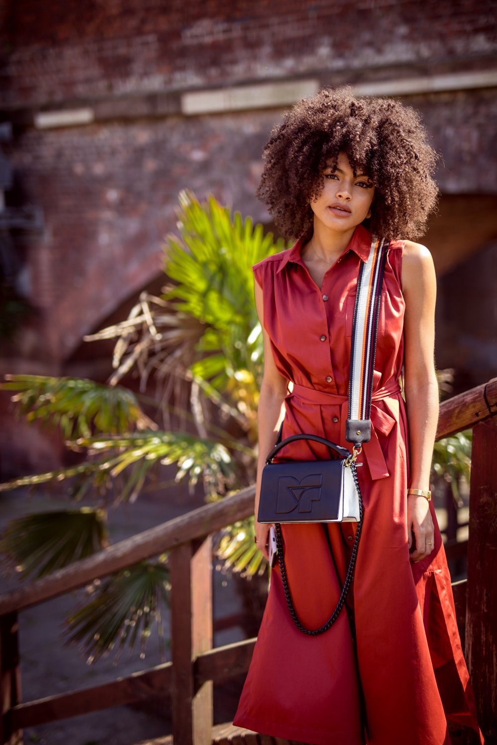 Other stories sleeveless belted dress in rust