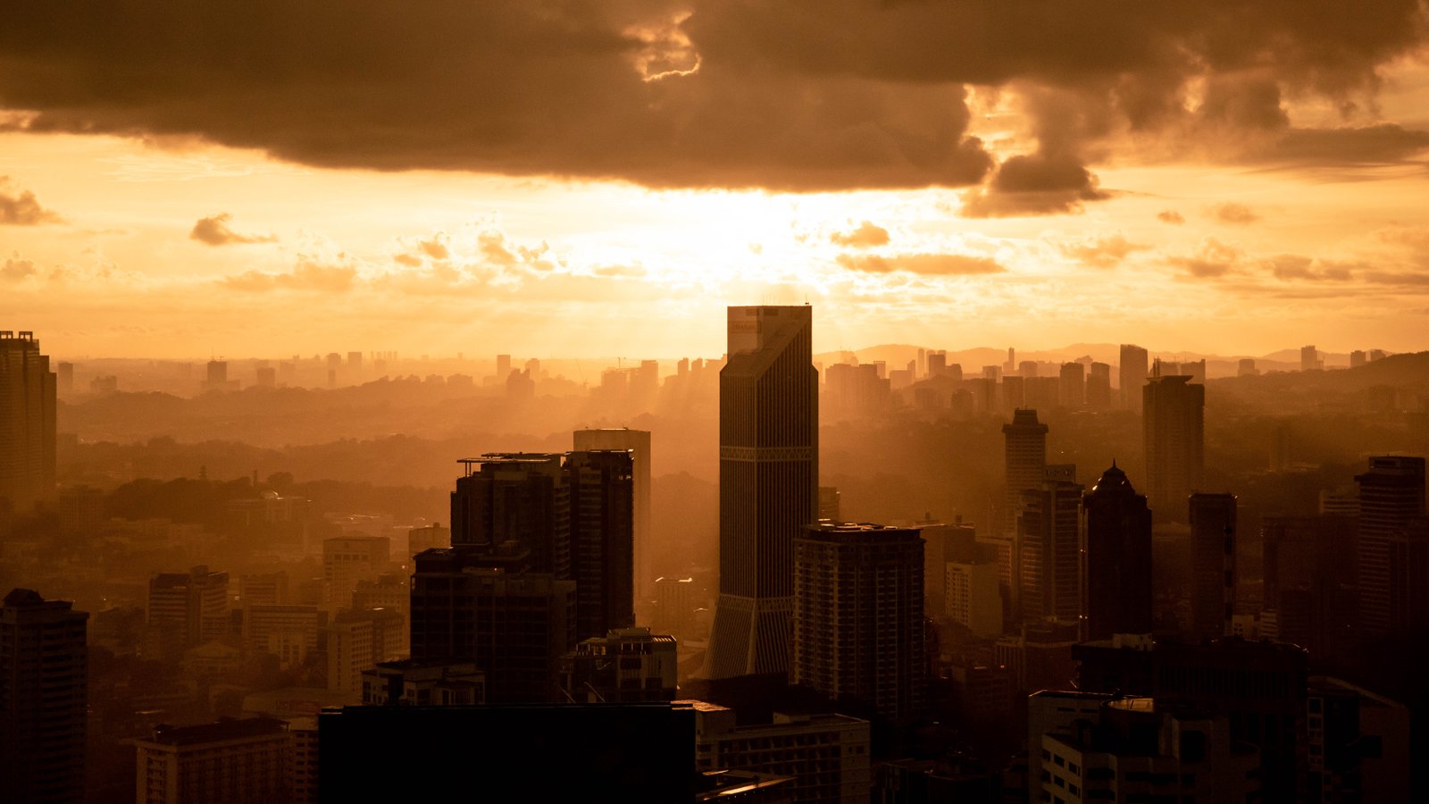 Kuala Lumpur City View at sunset from Banyan Tree