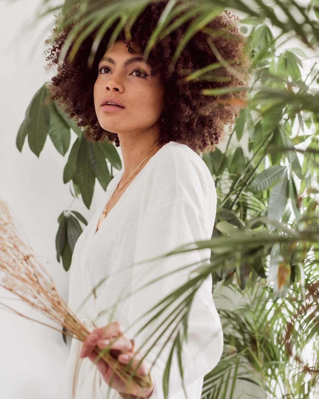 Afro hair samio style blogger white dress