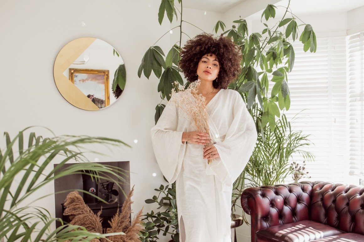 Samio hand made white cotton kimono dress self portrait