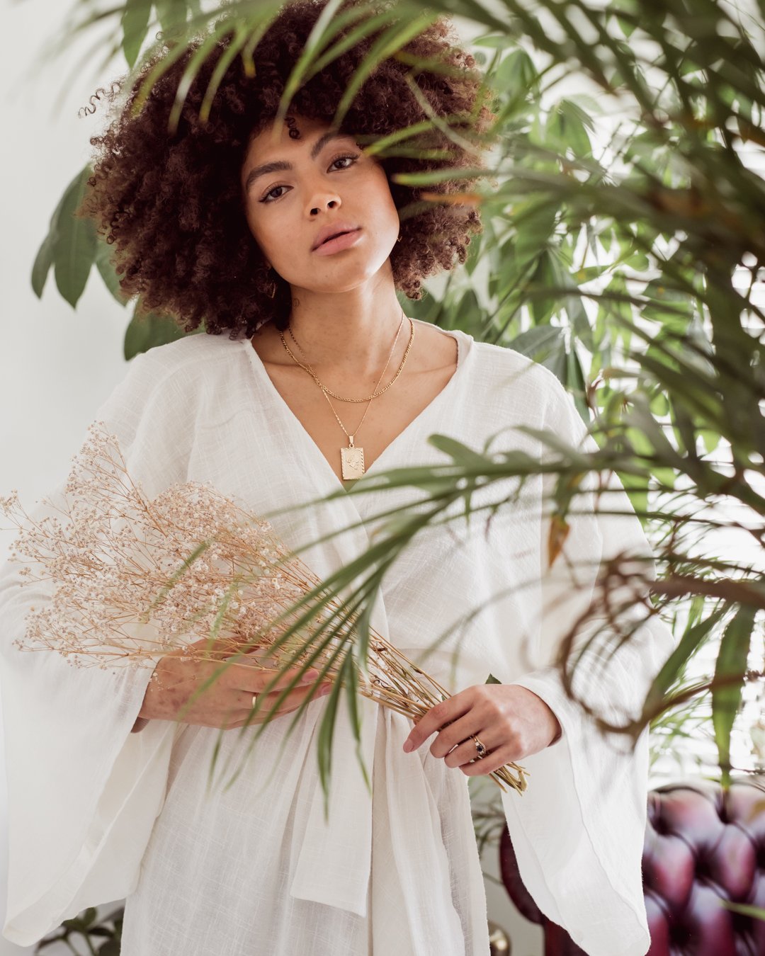 White kimono wedding inspo cotton wrap dress handmande Samio